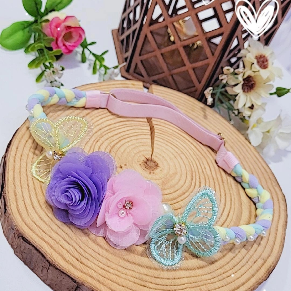 Tiara ajustável para bebê com regulagem jardim encantado