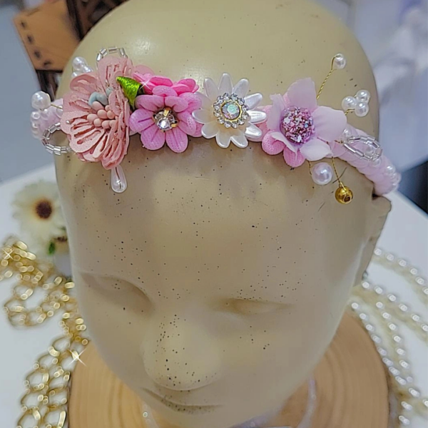 Tiara com regulagem rosa