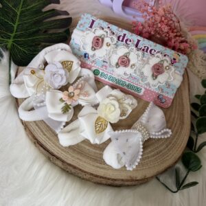 Laço para bebê Branco batizado