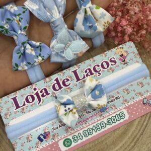 Laço na faixa para bebê azul