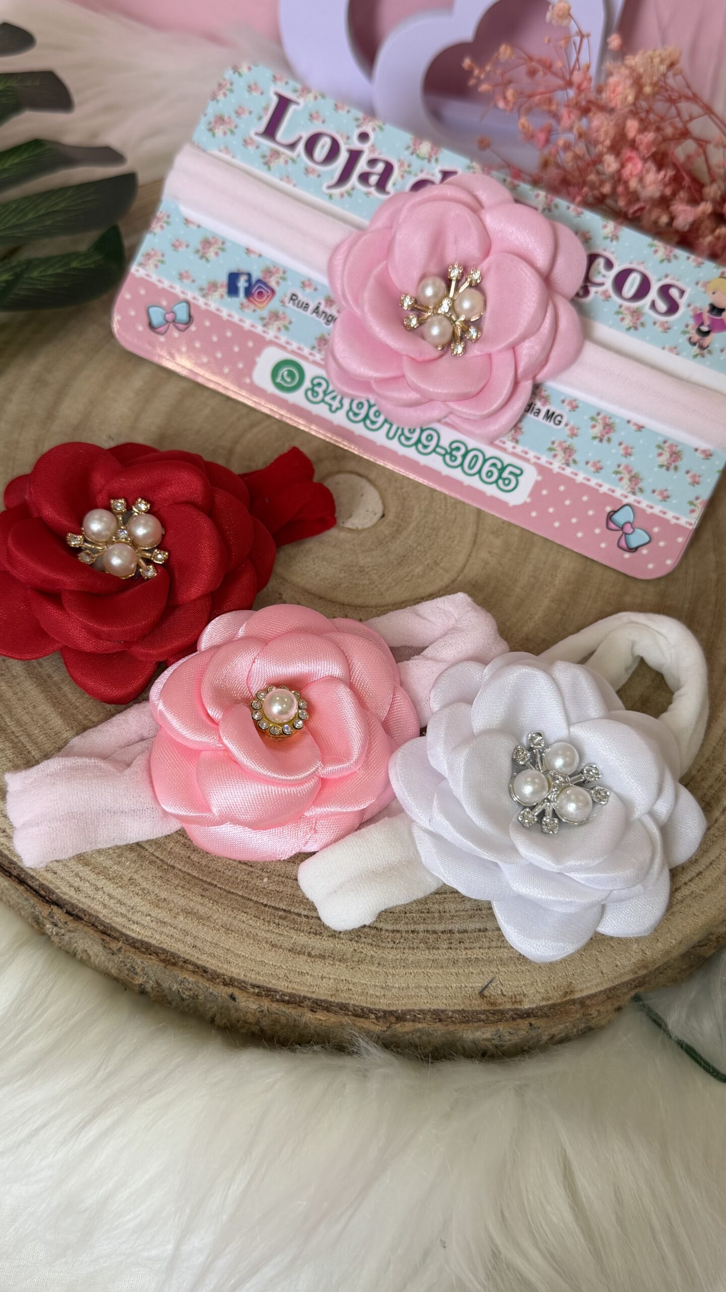 Laço de flor na faixa para bebê - Imagem 4