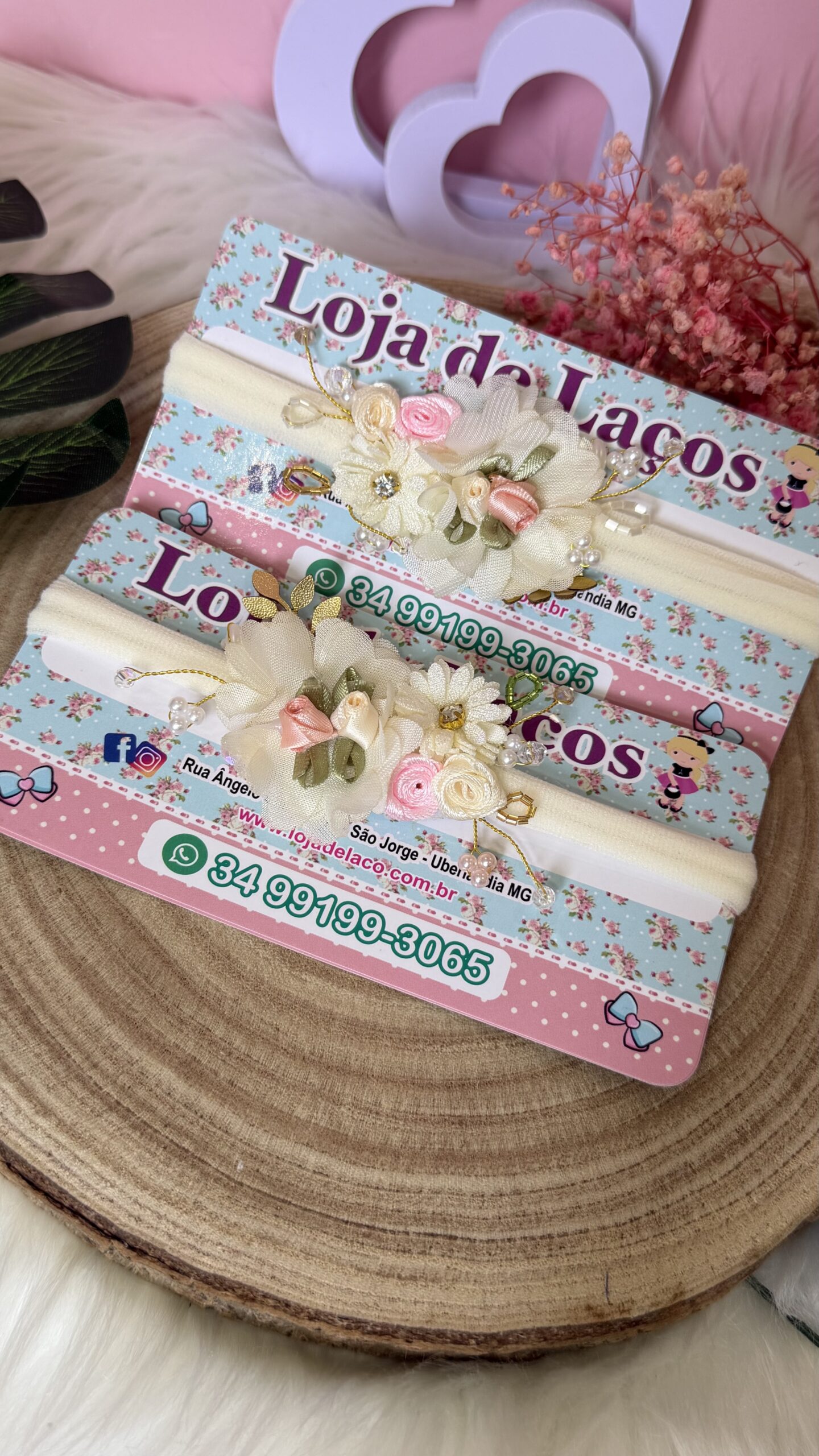 Laço na faixa delicado e linda cor creme - Imagem 3