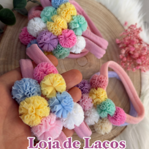 Laço pompom para bebê