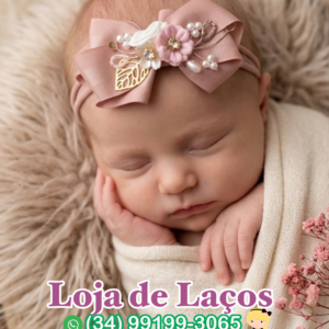 Laço na faixa para bebê nude