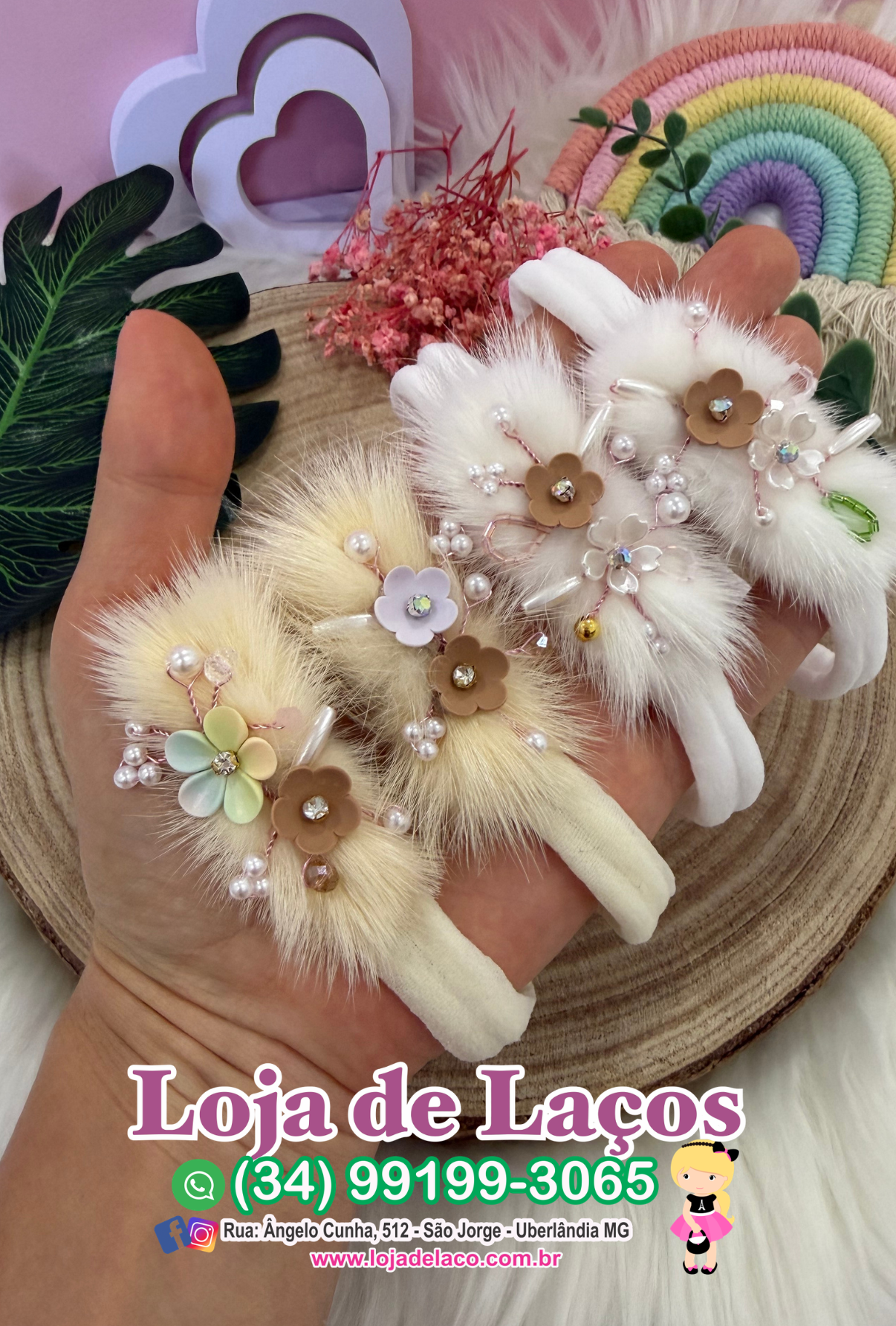 Laço na faixa para bebê Pelucia