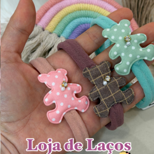 Laço na faixinha para bebê ursinho
