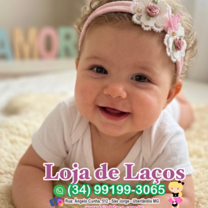 Laço na faixinha para bebê rendada