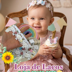 Tiara regulável com renda jardim encantado