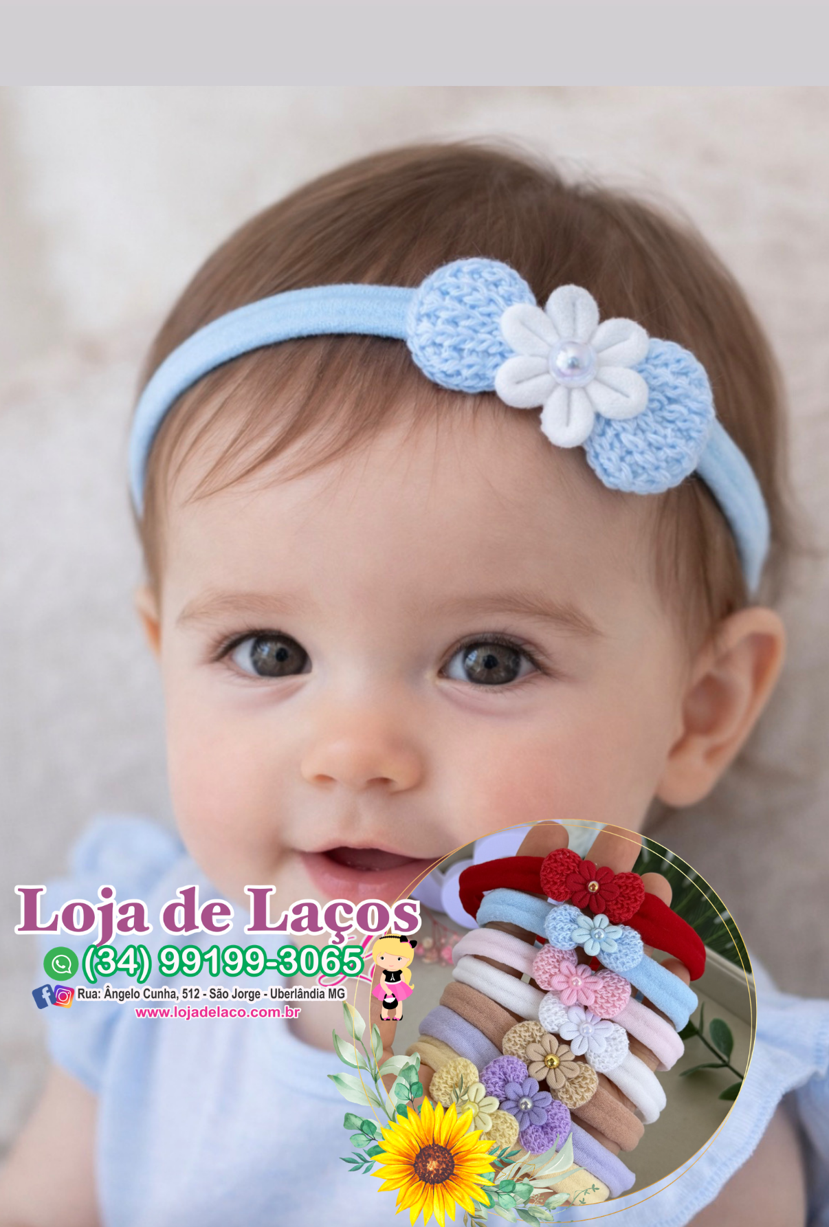 Laço na faixinha para bebe